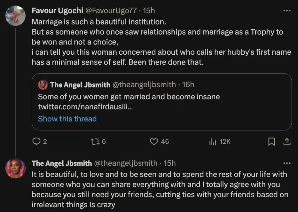 Reality star Angel Smith argues against married women who have an issue with their husband’s female friends addressing him by name
